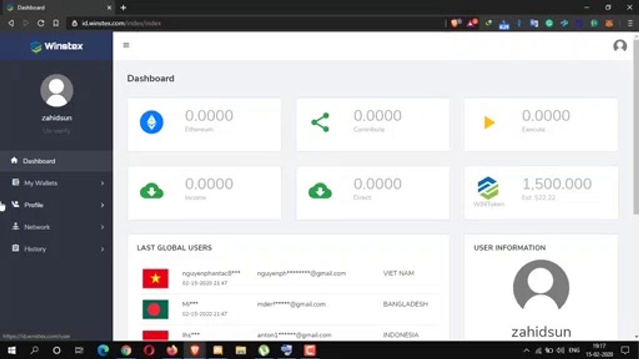 Earn instantly 22$ value of WIN token.
