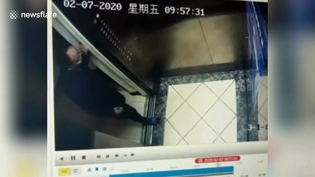 Elderly man in China wipes spit all over elevator buttons