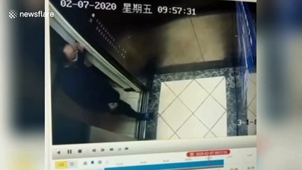Elderly man in China wipes spit all over elevator buttons