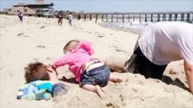 Funniest Baby Playing on the Beach - Funny Baby Outdoor Video
