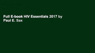 Full E-book HIV Essentials 2017 by Paul E. Sax