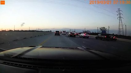 Truck Flips, Sparks, and Flames on Freeway