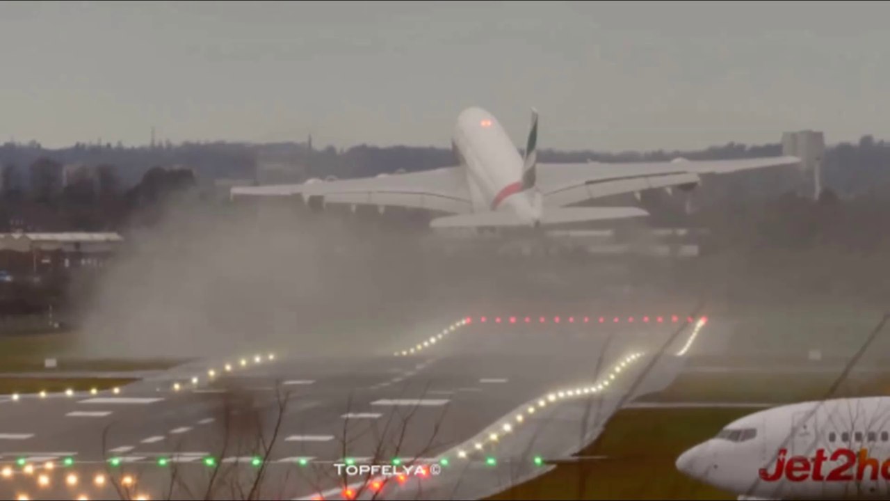 Storm Ciara: plane is blown SIDEWAYS by Storm Ciara and forced to abort landing at Birmingham Airport