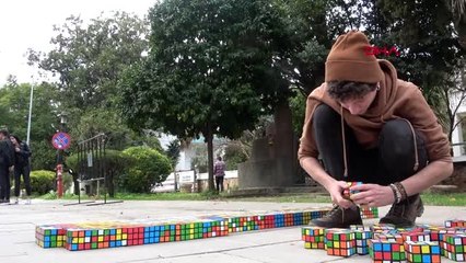 Edirne rubik küplerle portre yapan burak'ın hedefi dünya rekoru