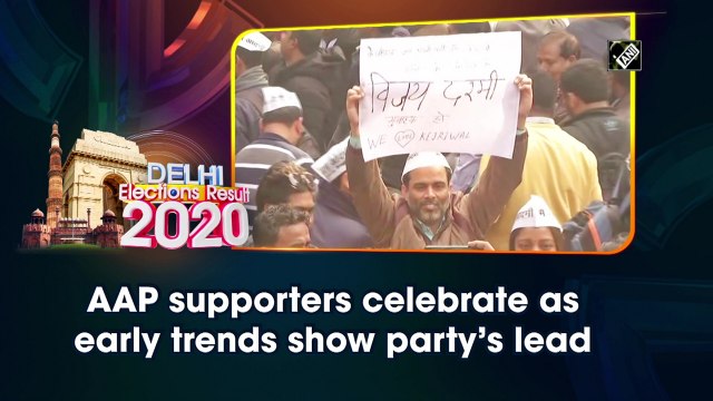 Delhi election results: AAP supporters celebrate as early trends show party’s lead