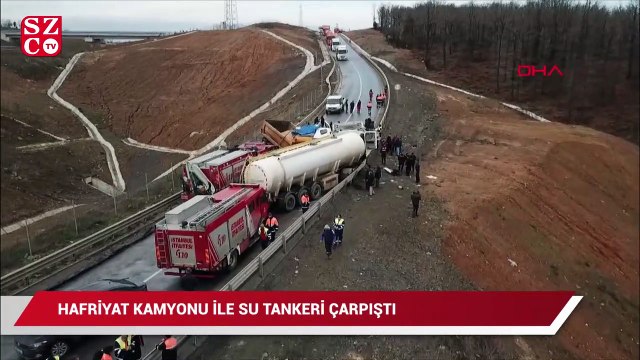 Hafriyat kamyonu ile su tankeri kafa kafaya çarpıştı