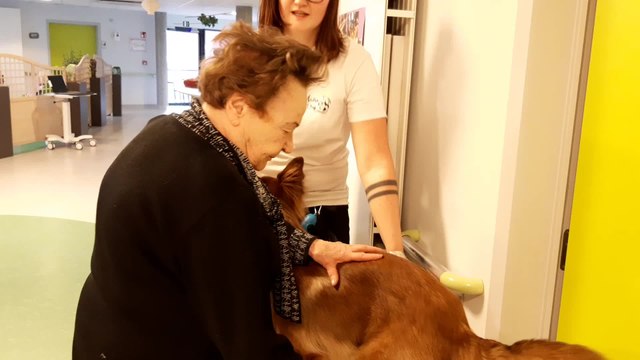 Frameries Oufti chien de Médiadog en visite au home du CPAS
