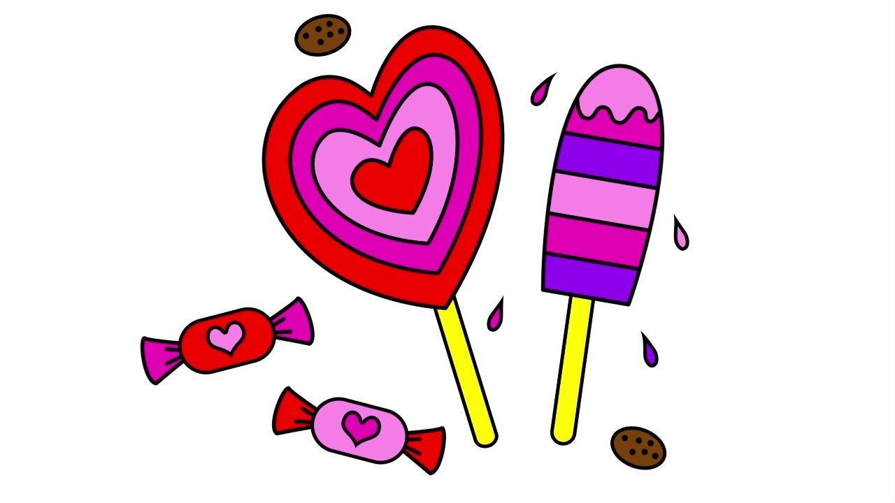 Coloring Valentine's Day Heart Candy &amp; Treats Coloring Page Markers
