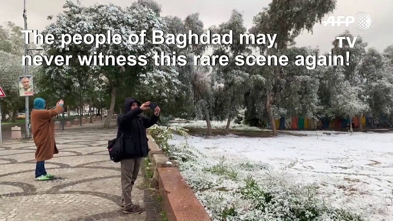 Ultra-rare snowfall carpets Baghdad