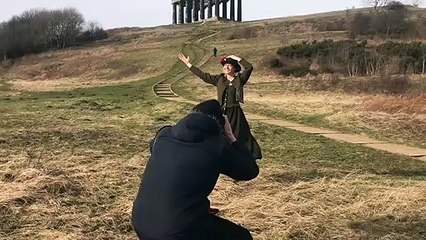 Emilie Fleming braving Storm Ciara for a Sound of Music photoshoot
