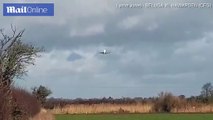 Beluga airplane forced to abort landing amid strong winds