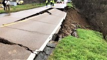 Roads severely damaged amid heavy rainfall
