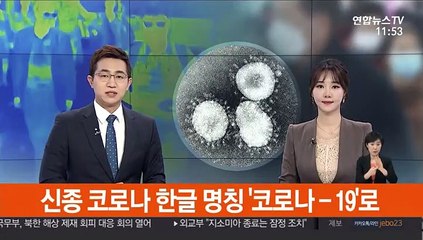 신종코로나 한글 명칭 '코로나-19'로