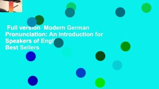 Full version  Modern German Pronunciation: An Introduction for Speakers of English  Best Sellers
