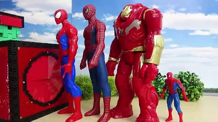 Spider man iron man captain America Morvel avengers Horeos  fit into Red Block Box スパイダーマン_アイアンマン_キャプテン・アメリカ_マーベルアベンジャーズが赤いスポスポブロックボックスに突入