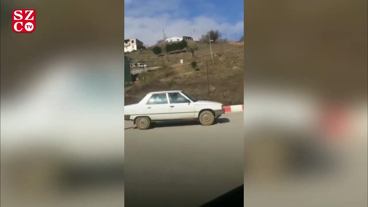Skandal görüntü! Köpeği arabayla sürüklediler