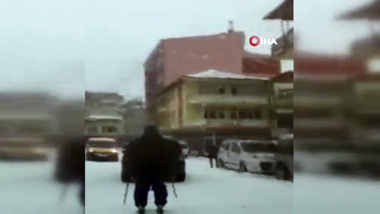 Dağda değil yolda kayak keyfi