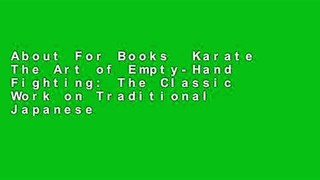 About For Books  Karate The Art of Empty-Hand Fighting: The Classic Work on Traditional Japanese