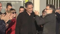 Jordi Cuixart llega a su empresa tras salir de la cárcel