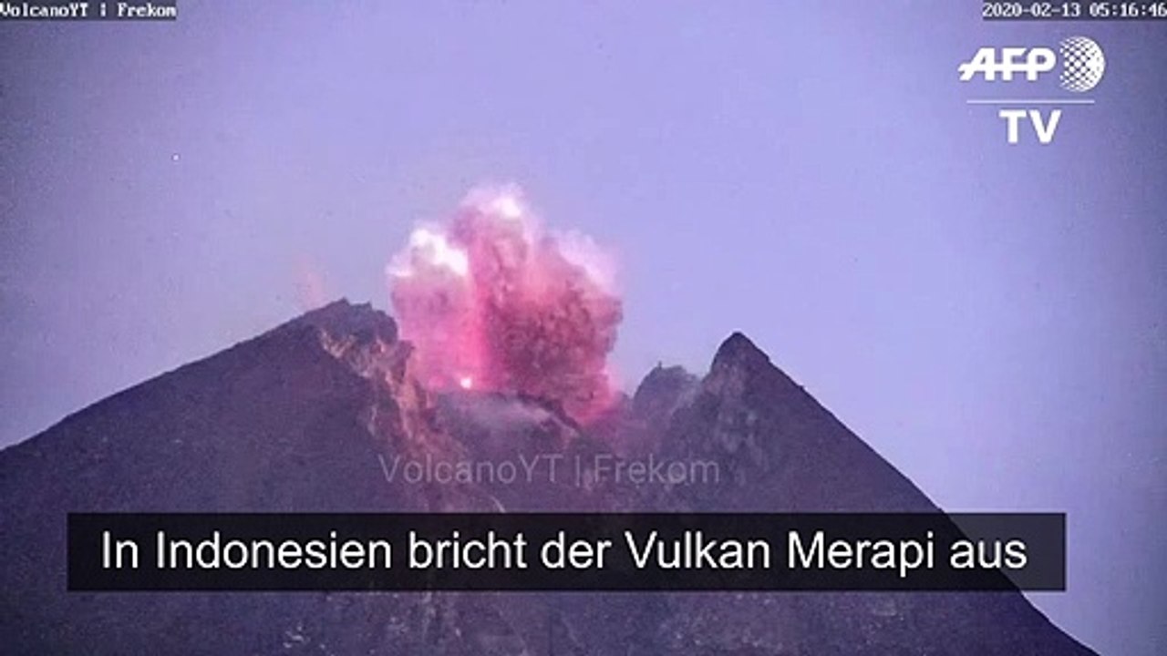 Vulkan merapi in indonesien bricht aus