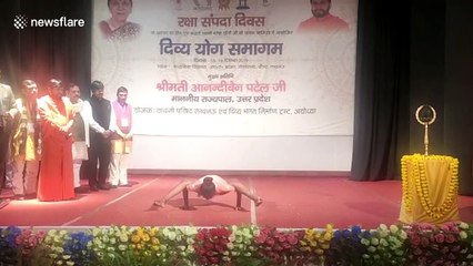 Flexible girl does 153 shoulder pushups in a minute, setting world record in north India