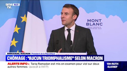 Pour Emmanuel Macron, la baisse du chômage est "une très bonne nouvelle" mais "la bataille n'est pas gagnée"