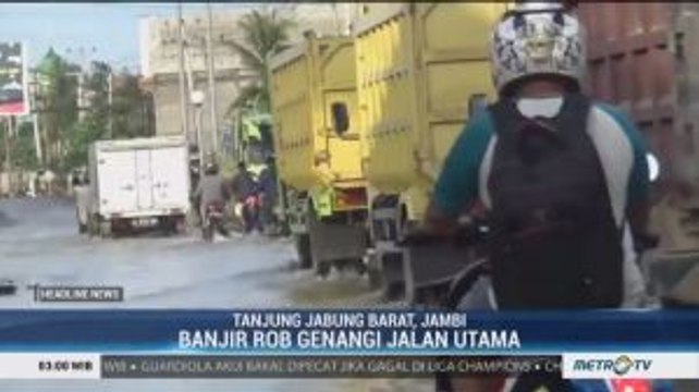Banjir ROB Genangi Jalan Utama Tanjung Jabung Barat Jambi