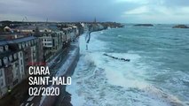 Vagues-submersion à Saint-Malo pendant la tempête Ciara
