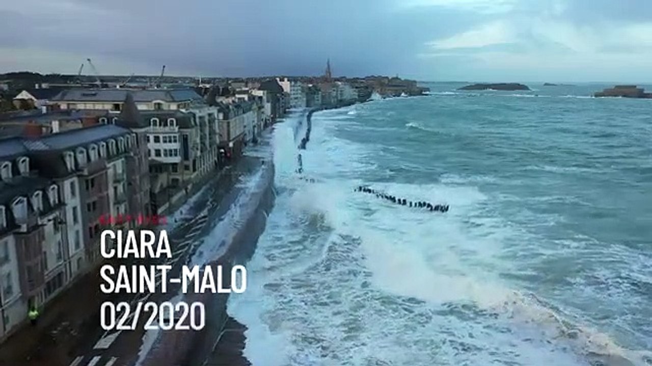 Vagues-submersion à Saint-Malo pendant la tempête Ciara