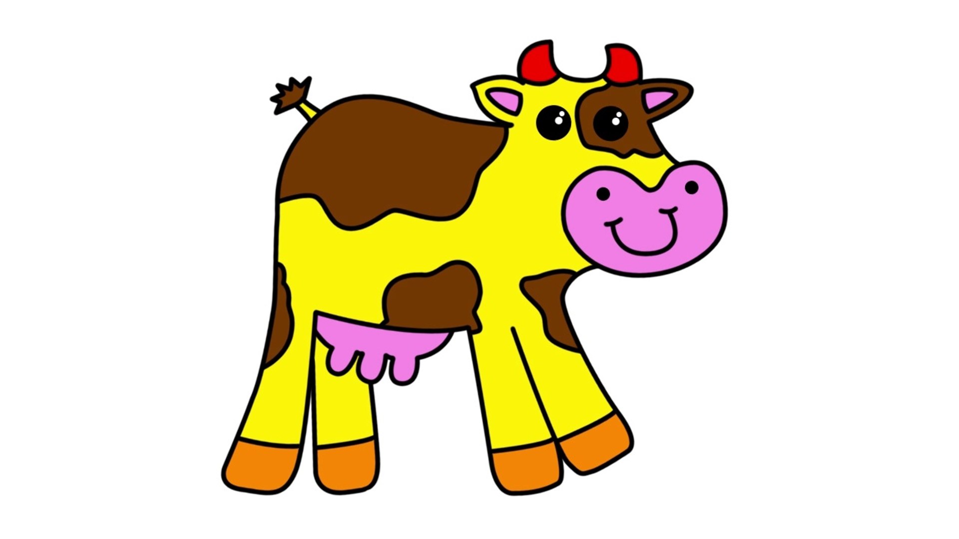 Coloring A Cow Cute Farm Animals Coloring Page | Drawing and coloring for  kids - video Dailymotion