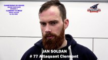 Hockey sur glace Interview de Jan Soldan, # 77 Défenseur des Sangliers Arvernes, le 11/02/2020  Clermont-Ferrand VS Brest (D1 - J 23)