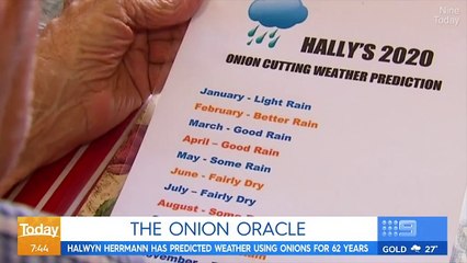 Un homme prédit le temps avec des oignons