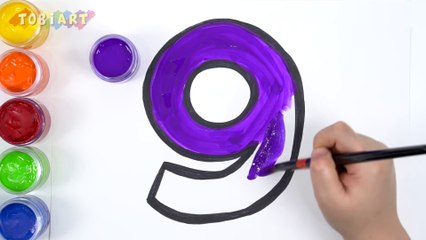 Let's learn to glitter Numbers drawing and coloring for kids! - TOBiART - Dailymotion