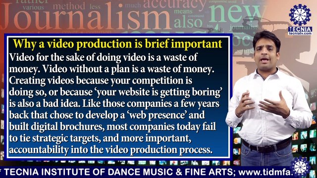 BAJMC || Mr. MAYANK ARORA || Why a video production is brief important || TIAS || TECNIA TV