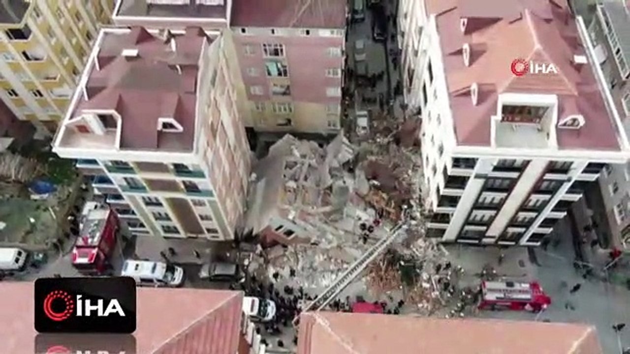 Bahçelievler'de çöken binanın çökme anı ortaya çıktı