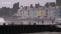 Stunning slow motion footage shows Storm Dennis hit Aberystwyth