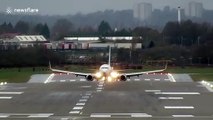 Terrifying bumpy landings at UK airport in Storm Dennis crosswinds