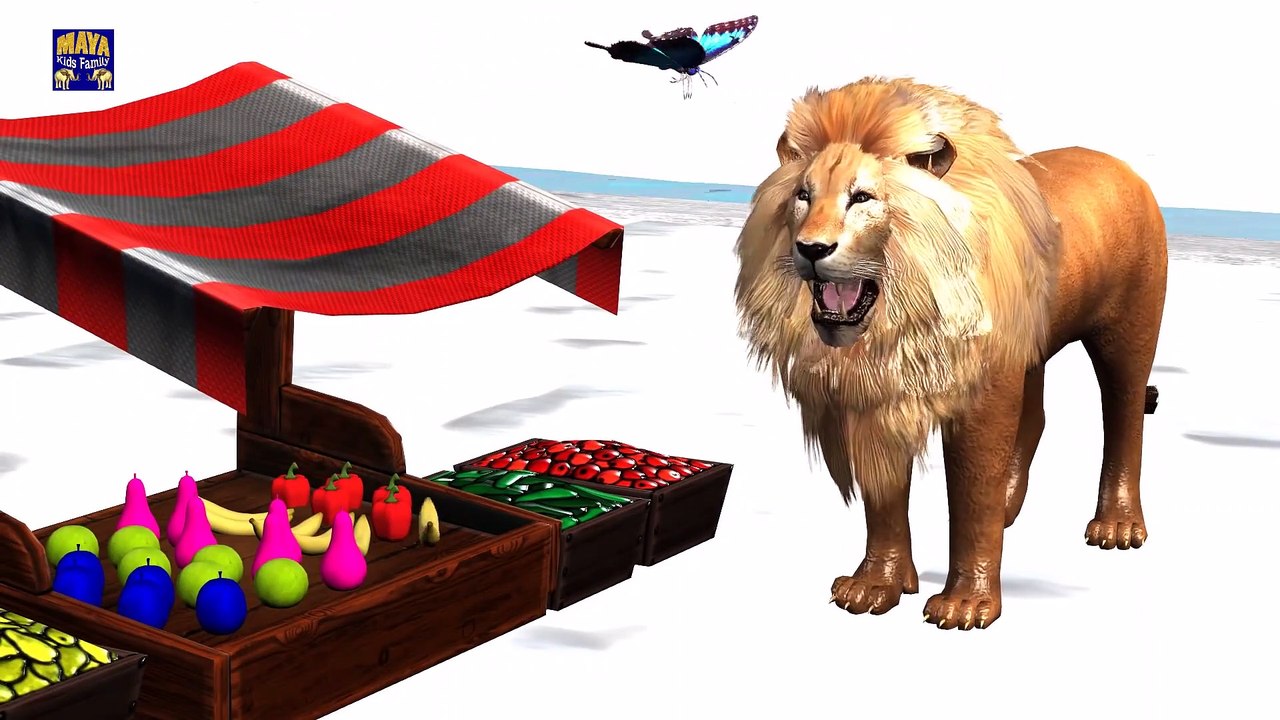 Kids Funny Cartoon - Wrong Kids Colors Wild Animals Matching Game for Toddlers Gorilla Lion Tiger Horse Camel Eat Fruits