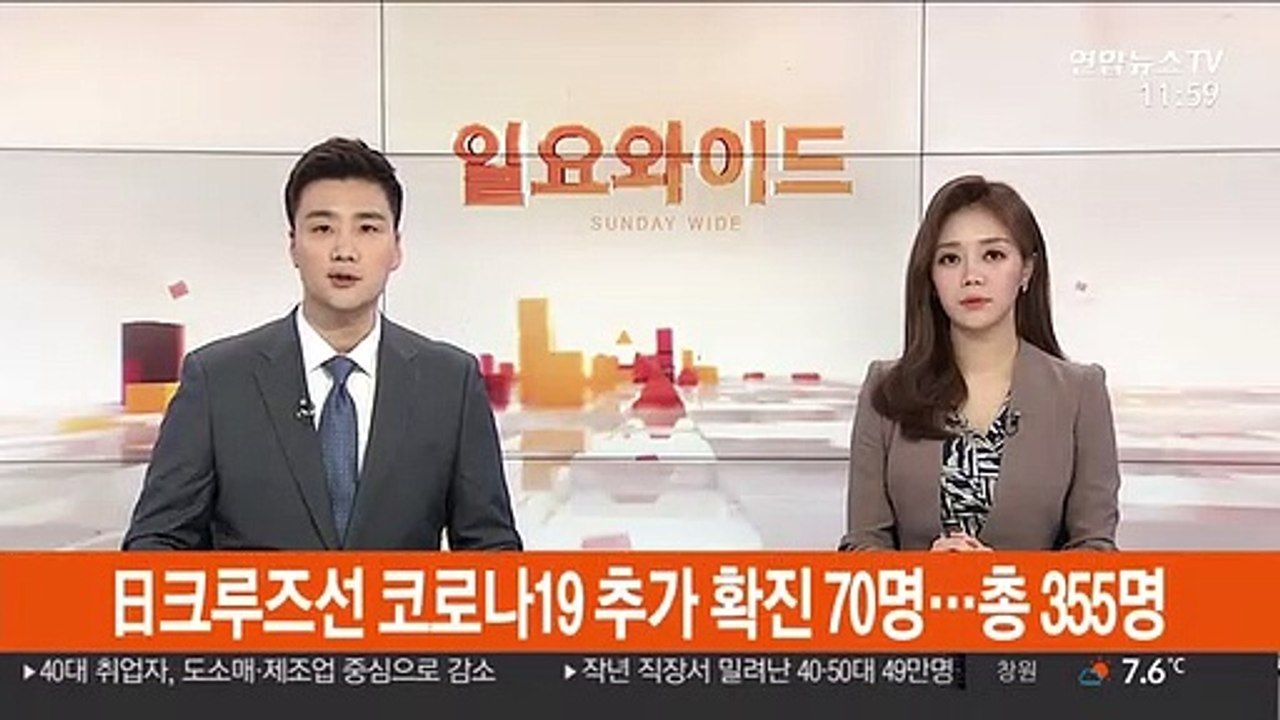 日크루즈선 코로나19 추가 확진 70명…총 355명