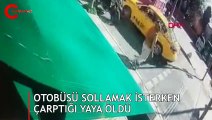 Ters yönden gelen motosikletlinin kadına çarpması kamerada