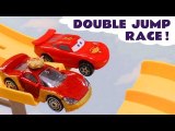 Hot Wheels Jump Racing with Disney Pixar Cars 3 Lightning McQueen vs Funny Funlings with PJ Masks and Toy Story 4 Duke Caboom in this Family Friendly Full Episode English