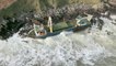 After about 1.5 years, drifting ship becomes beached