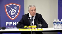 Hockey sur glace Interview de Luc Tardif, Président de la FFHG, le 16/02/2020 Conférence de Presse lors de la Finale de la Coupe de France 2020