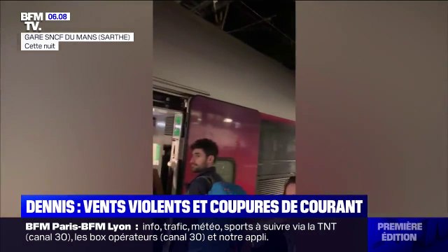 Tempête Dennis: 750 passagers se sont retrouvés bloqués dans un train Nantes-Paris