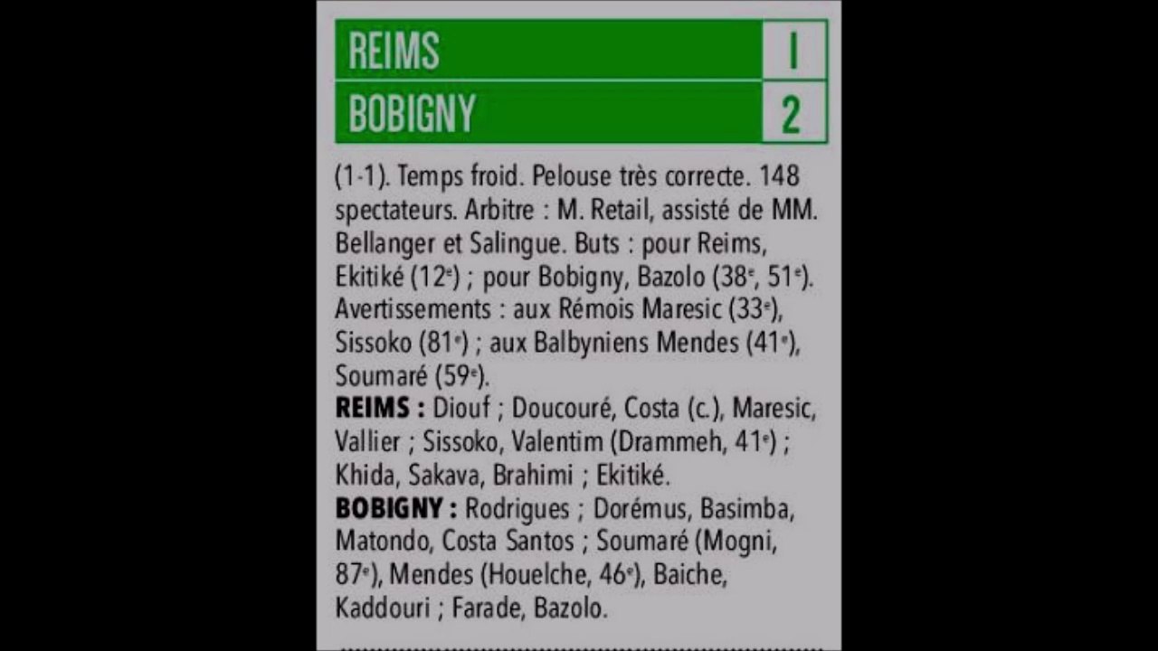 19 NATIONAL 2 J19 REIMS BOBIGNY 1-2