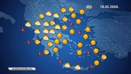 Η πρόβλεψη του καιρού για την Τρίτη 18-02-2020