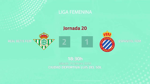 Resumen partido entre Real Betis Fem y Espanyol Fem Jornada 20 Primera División Femenina