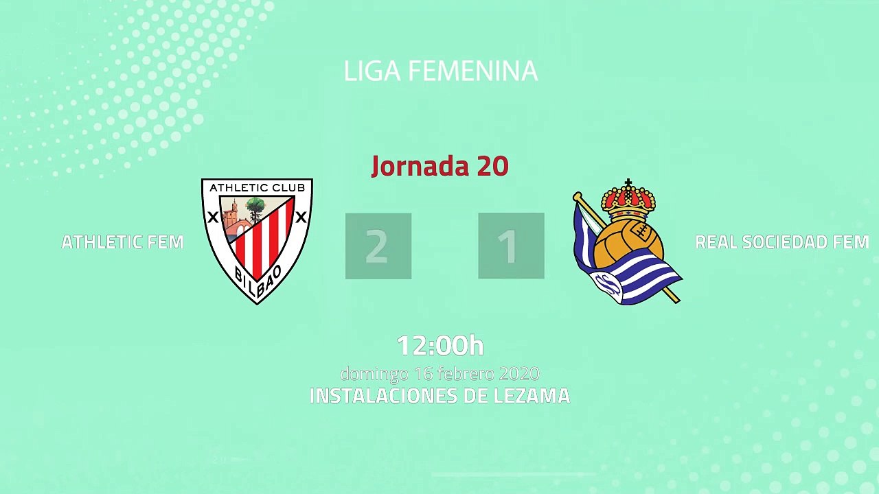 Resumen partido entre Athletic Fem y Real Sociedad Fem Jornada 20 Primera División Femenina