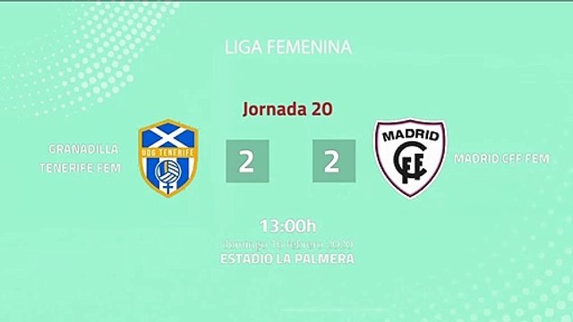 Resumen partido entre Granadilla Tenerife Fem y Madrid CFF Fem Jornada 20 Primera División Femenina