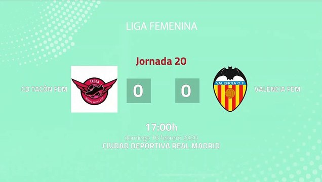 Resumen partido entre CD Tacón Fem y Valencia Fem Jornada 20 Primera División Femenina